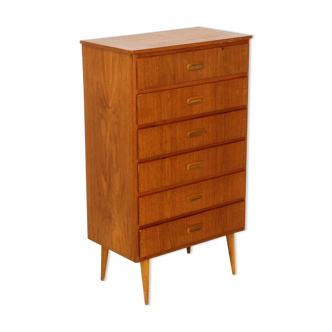 Commode-chiffonnier "Tallboy" en teck, Suède, 1950