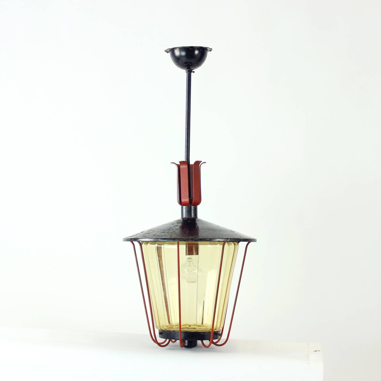 Vintage Ceiling Pendant Railway Light, Czechoslovakia 1940s