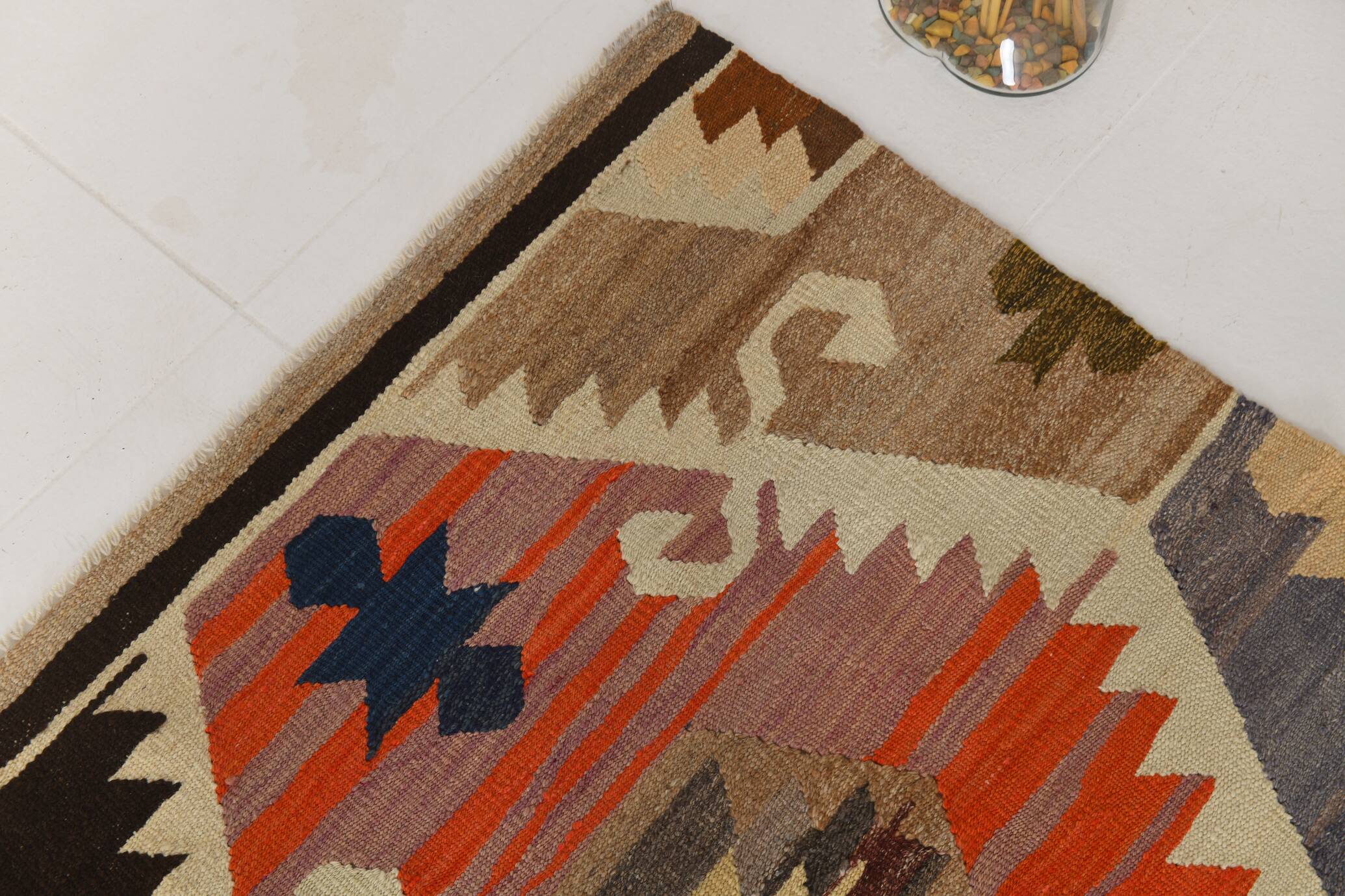 Geometric Mutlicolor Large Vintage Kilim Rug, 298x392Cm