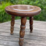 Antique brutalist tripod shepherd's stool 1960/70