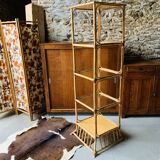 Vintage rattan and glass shelf