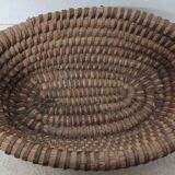 Antique Bread Basket - Vintage Braided Straw Bun Basket