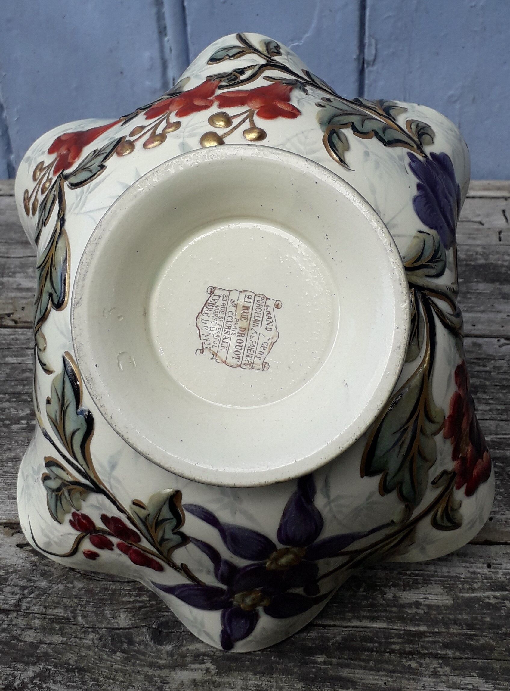 Basket trinket bowl Keller and Guerin Lunéville art nouveau