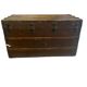 Vintage wooden coffee table with iron fittings.