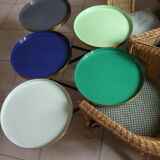 Articulated living room coffee table 5 trays in metal enamelled contemporary decoration