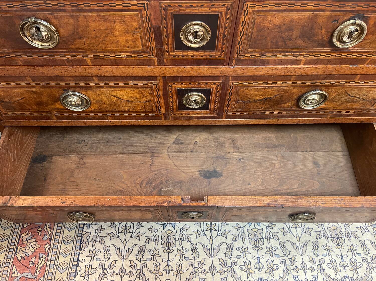 Louis XVI period chest of drawers in walnut, oak and fir, 18th century