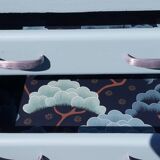 Mado buffet in wood, marble and copper, restored