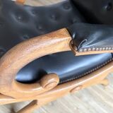 Ancien fauteuil Chesterfield Victoria / vintage / noir