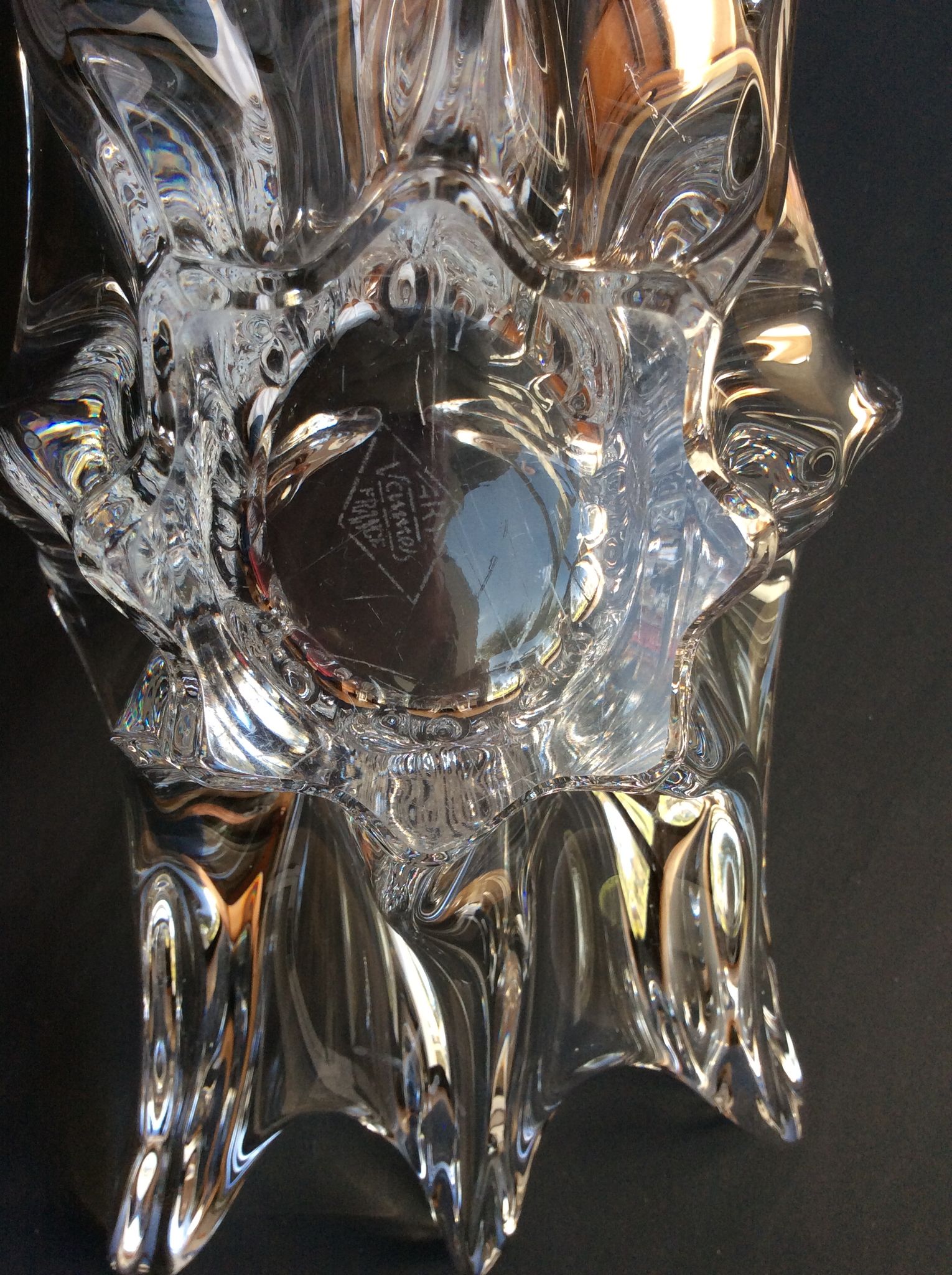 Crystal fruit cup with handles Art Vannes France - vintage