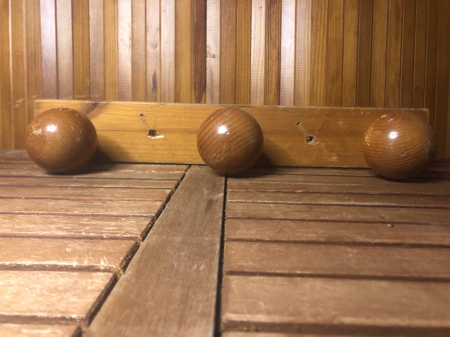 Old Wall Coat Rack x3 Vintage Wood #A416