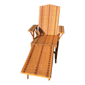 Chaise longue rotin et osier