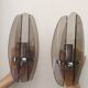 Two vintage smoked glass wall lights