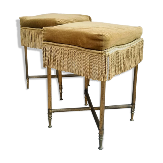 Vintage stools footstools mid century olive green set