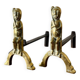 Pair of bronze chenets by Anton Prinner, 1930