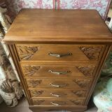 Commode semainier old era Art Deco in Walnut renovated