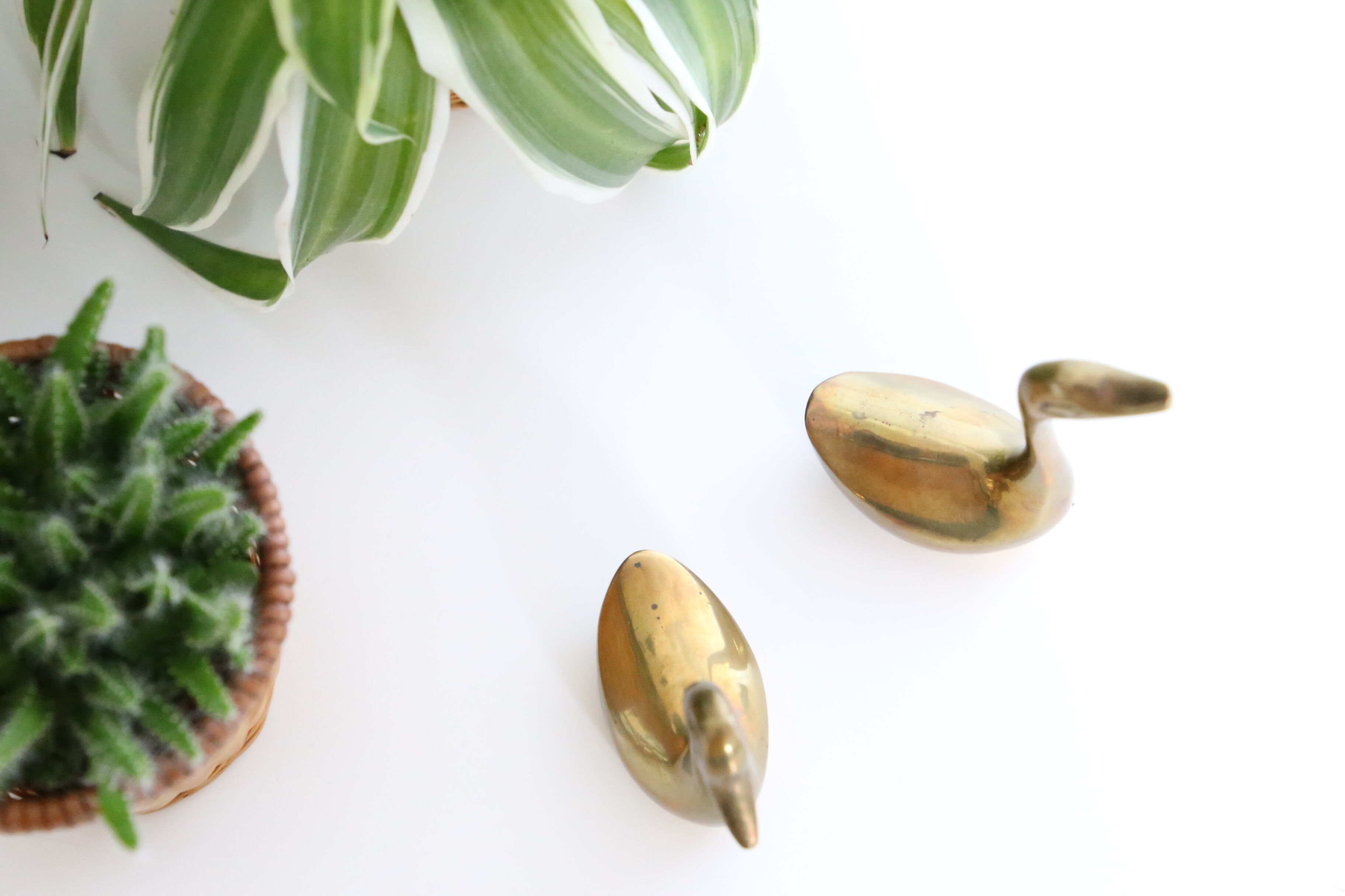 Brass goose duo, vintage paper press