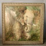 Large Oil on Canvas Elephant