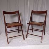 Folding wooden and cane chairs