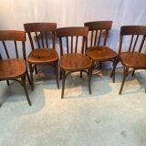 Set of 5 wooden bar chairs