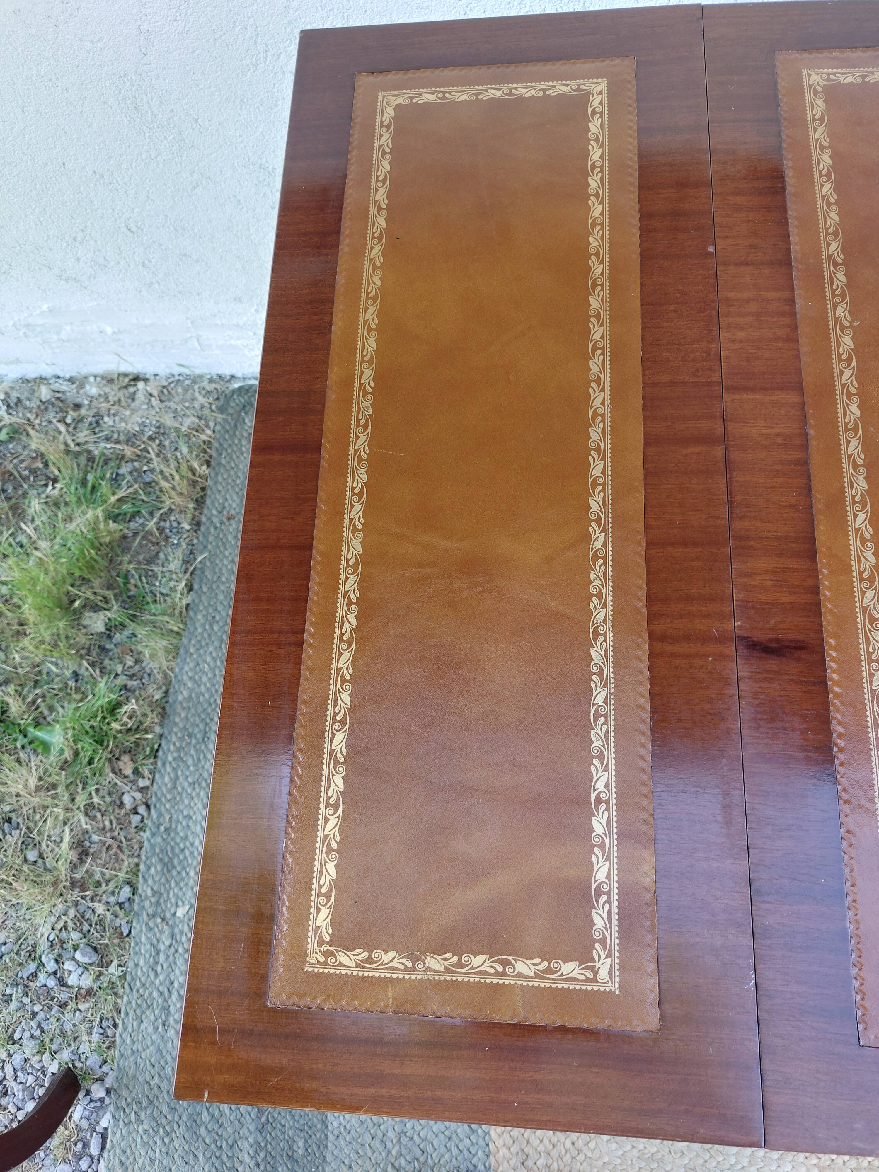 English desk and lyre chair, leather, extensions.