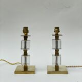 Paire de lampe en laiton et cristal 1930
