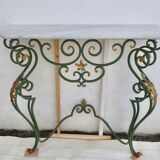 Console 50s wrought iron and marble
