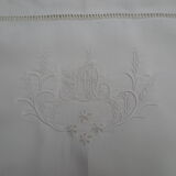 Pair of old cushions cover in thin white canvas, monogrammed