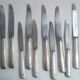 Set of 10 silver metal knives