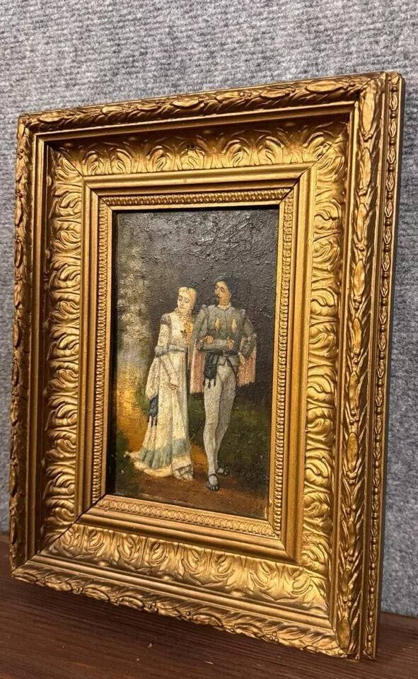 Spanish school painting, oil on panel, 19th century, signed