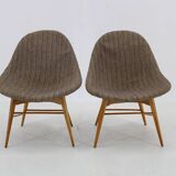 1970s Pair of Shell Beech Chairs, Czechoslovakia