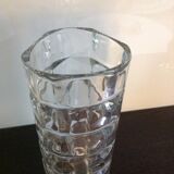 Structured glass faceted vase vintage 70s