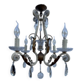 Crystal pendant chandelier wrought iron 1900