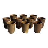 Set of 10 small stoneware mugs from Digoin.