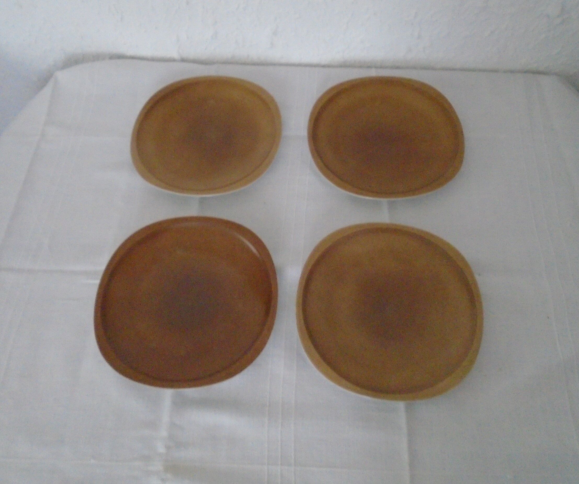 4 Flat flat enamel enamel porcelain from Sologne France 70/80 years