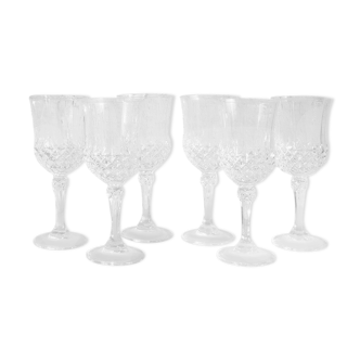 Set of 6 glasses of chiseled wine