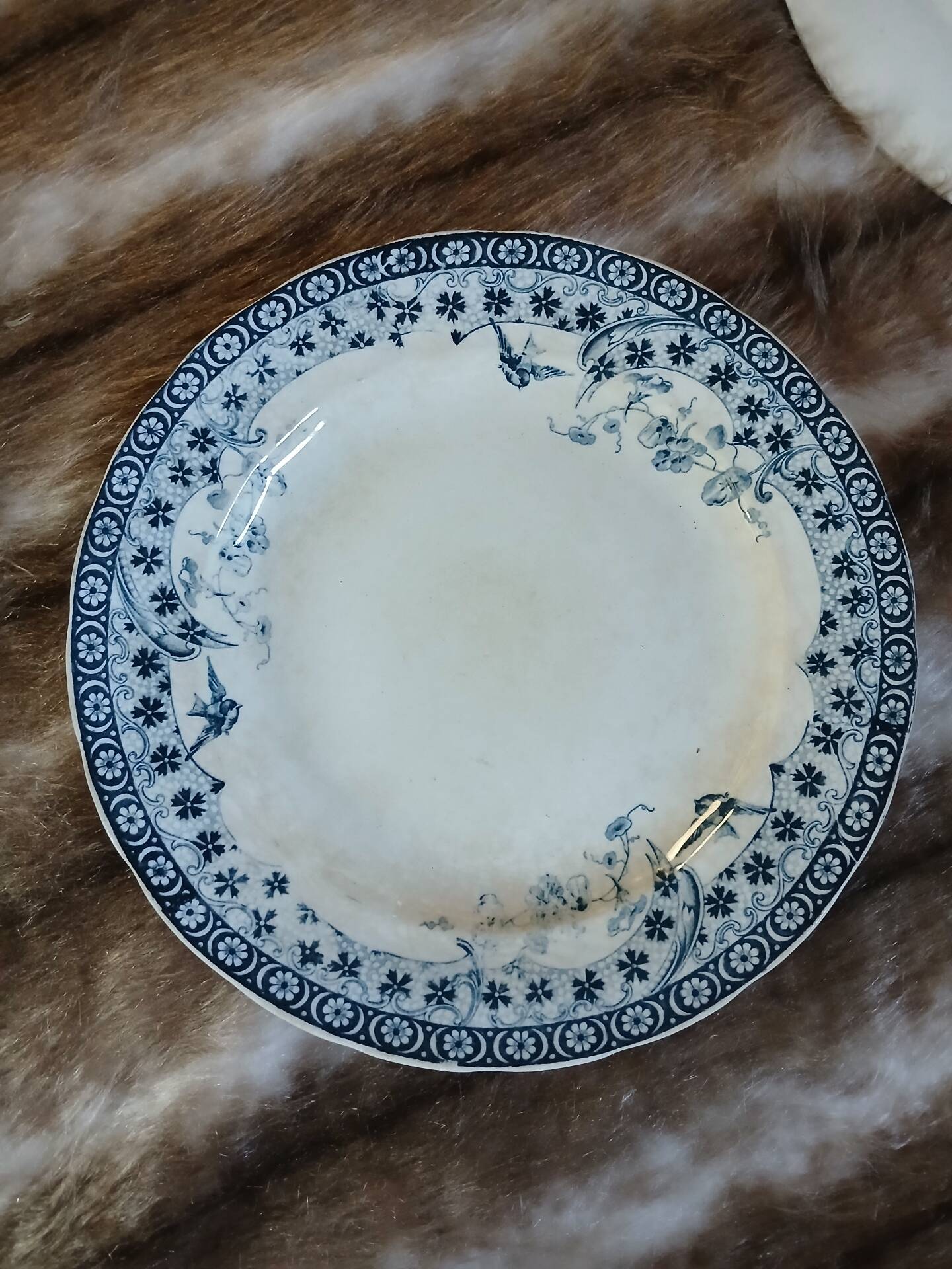 20 mismatched antique flat plates in ironstone