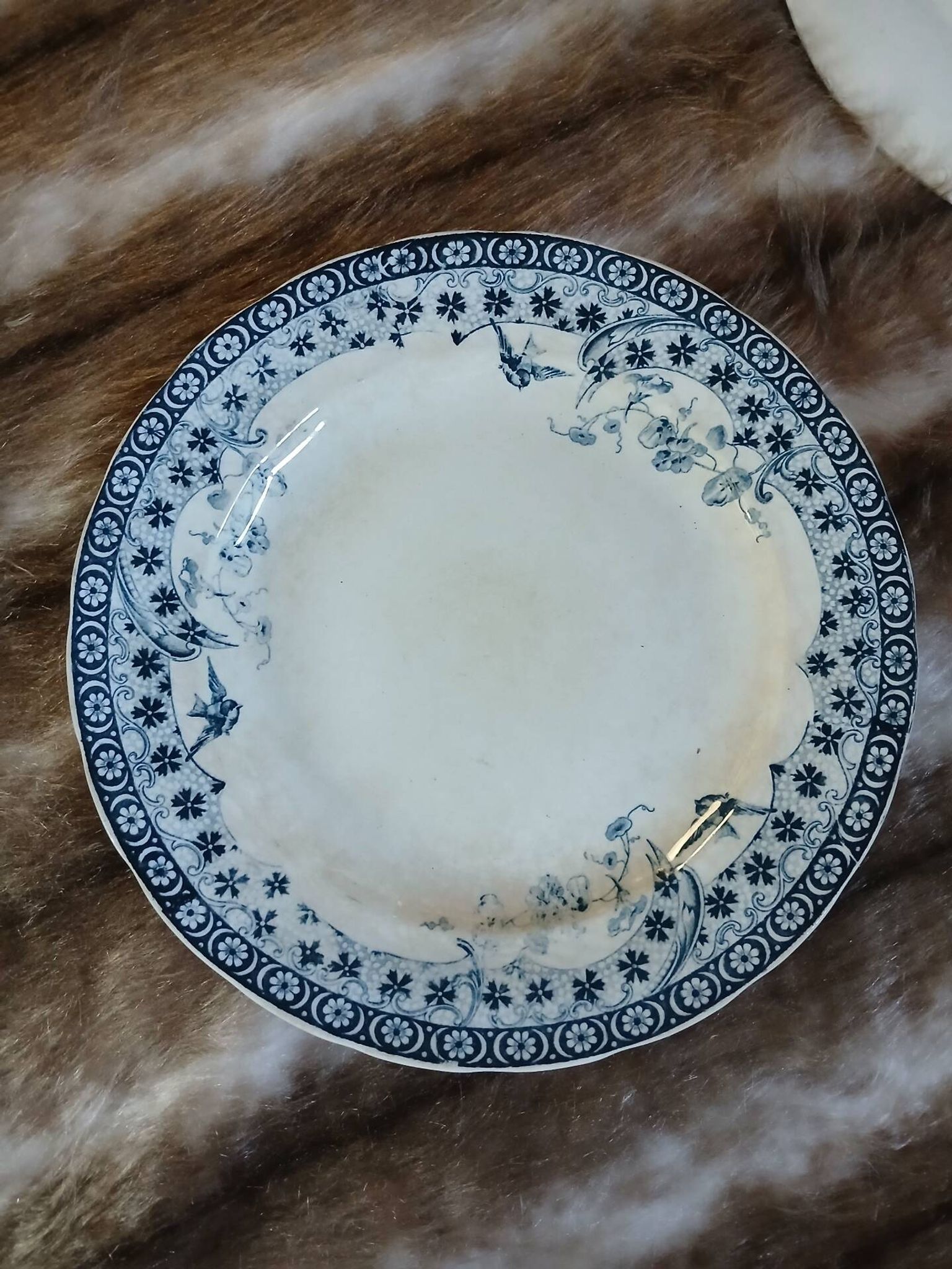 20 mismatched antique flat plates in ironstone