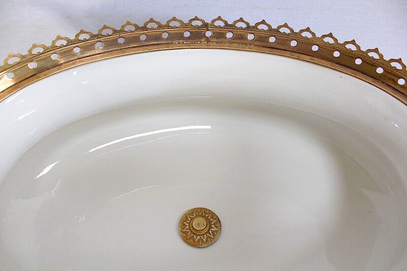 Planter in glazed porcelain and gilded bronze late nineteenth