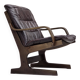 Fauteuil scandinave en cuir marron, années 1970