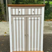 Shabby chic wardrobe sideboard — Striped pattern & solid wood 1990