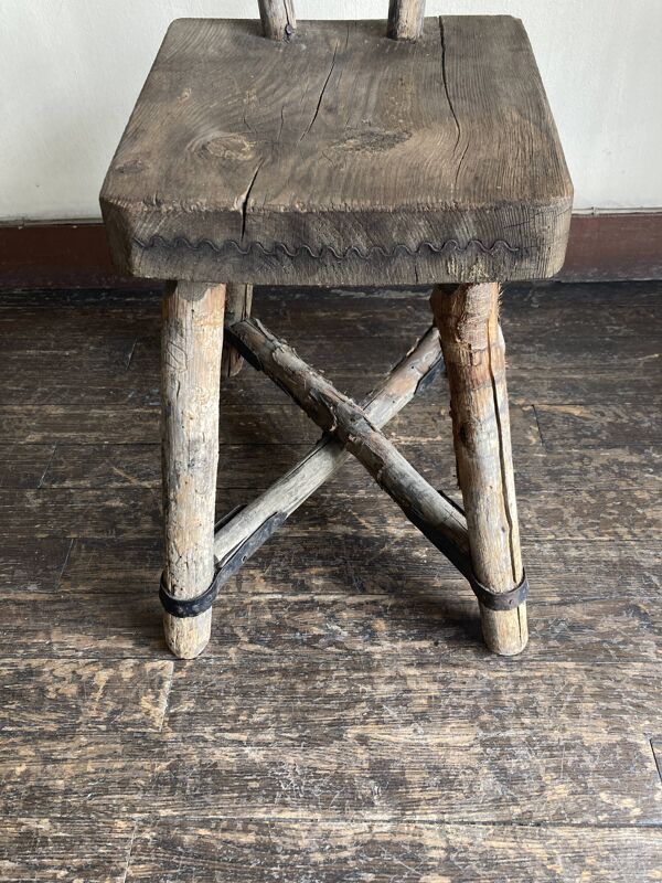 Chaise de montagne d'estive 19e art populaire transhumance