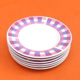 6 small porcelain plates with checkerboard decor