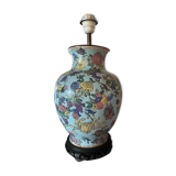 Large foot of enamel earthenware lamp with floral motifs (XX°)
