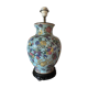 Large foot of enamel earthenware lamp with floral motifs (XX°)