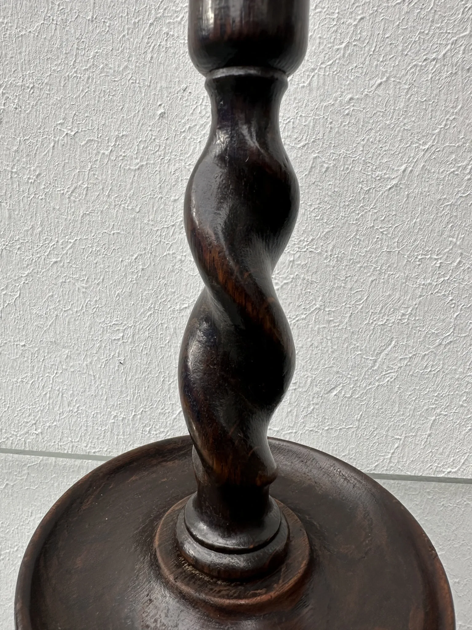 Pair of English oak Barley Twist candlesticks