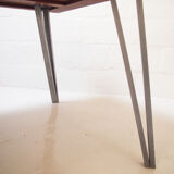 Midcentury danish rosewood dining table on bare steel box pin legs