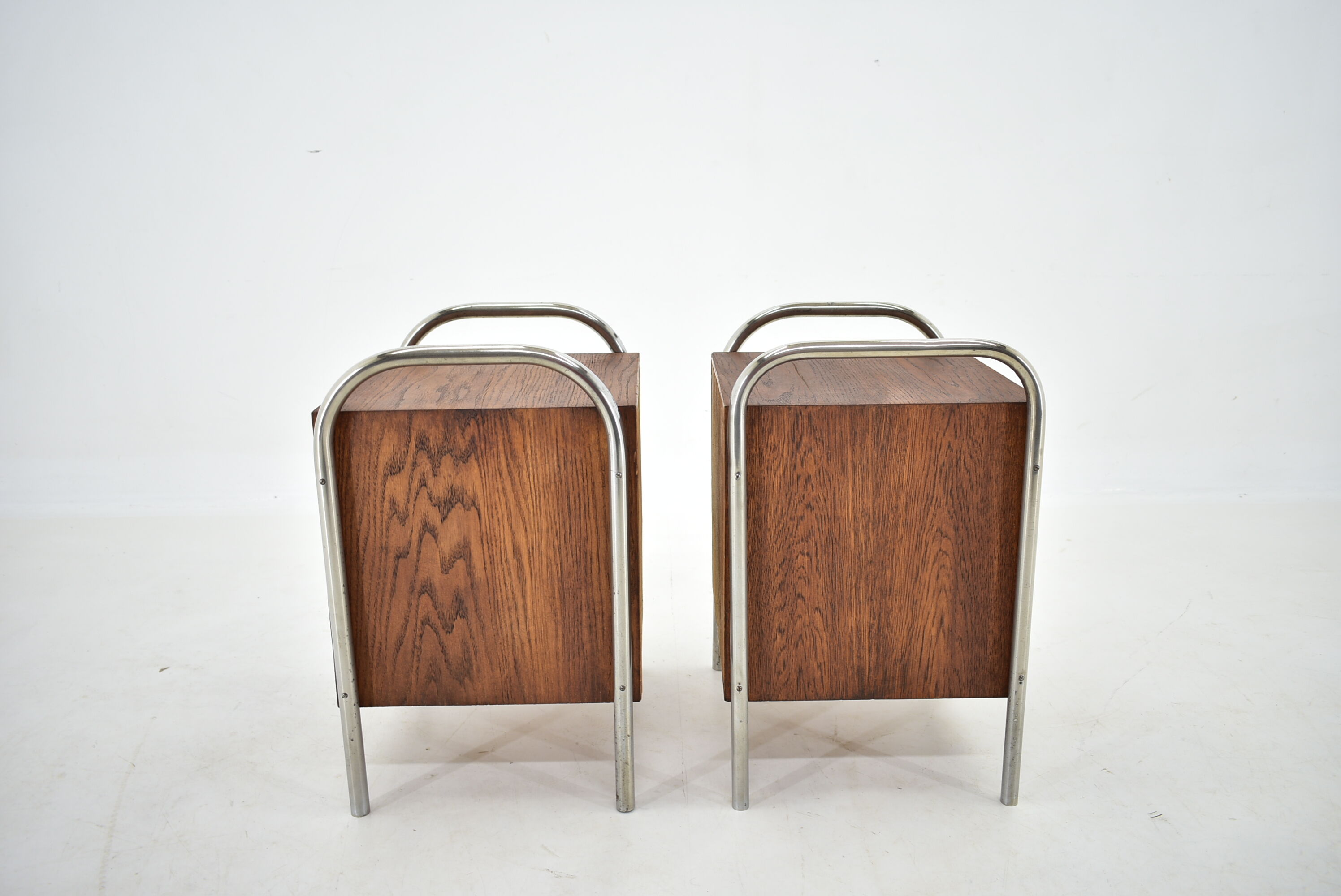 1940s Pair of Bauhaus Bedside Tables, Czechoslovakia