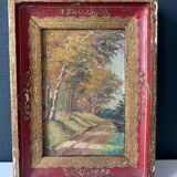 Old impressionist painting, autumn forest, framed, signed, late 19th century