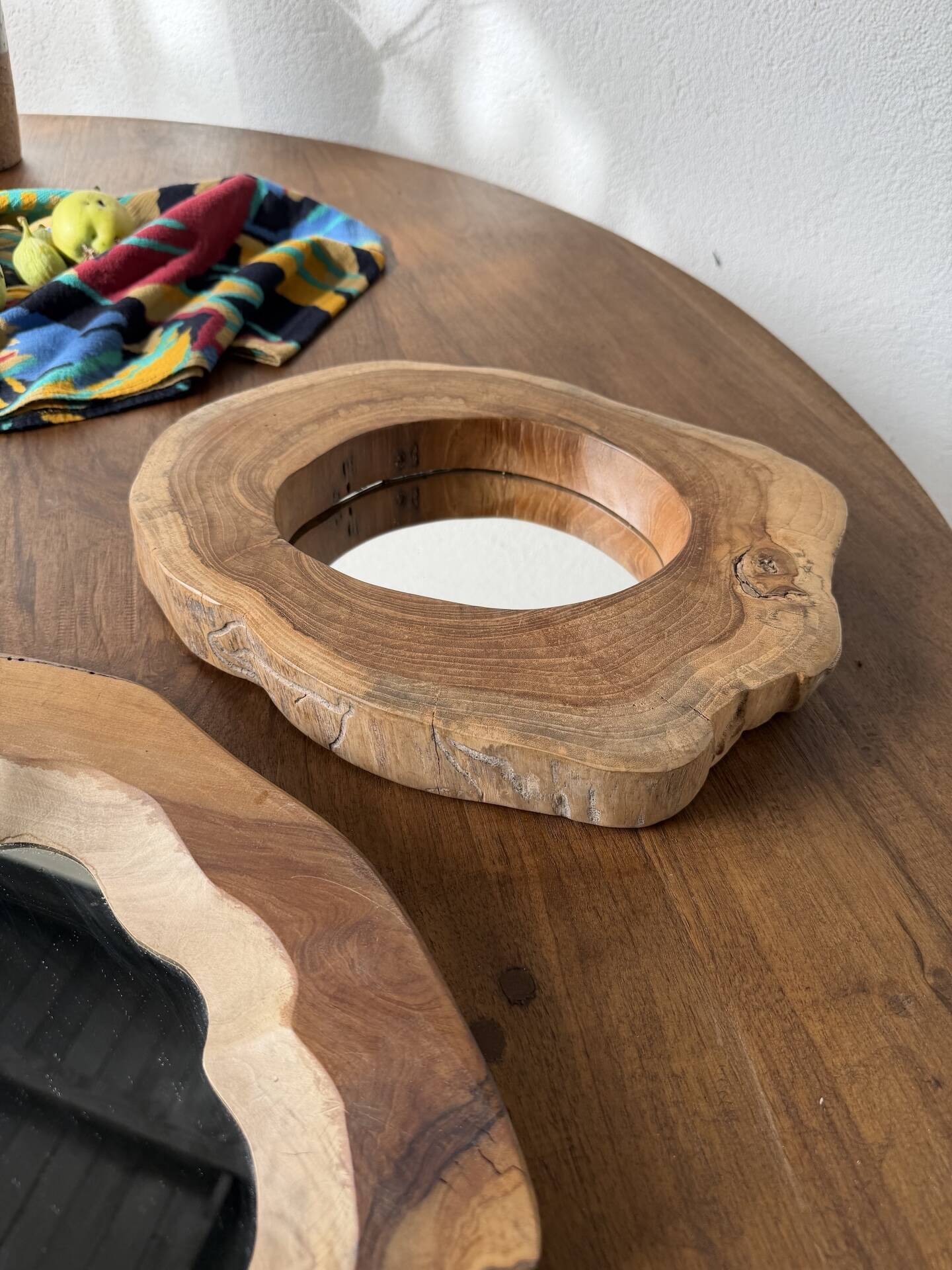 Set of 2 organic brutalist mirrors wood 1950s