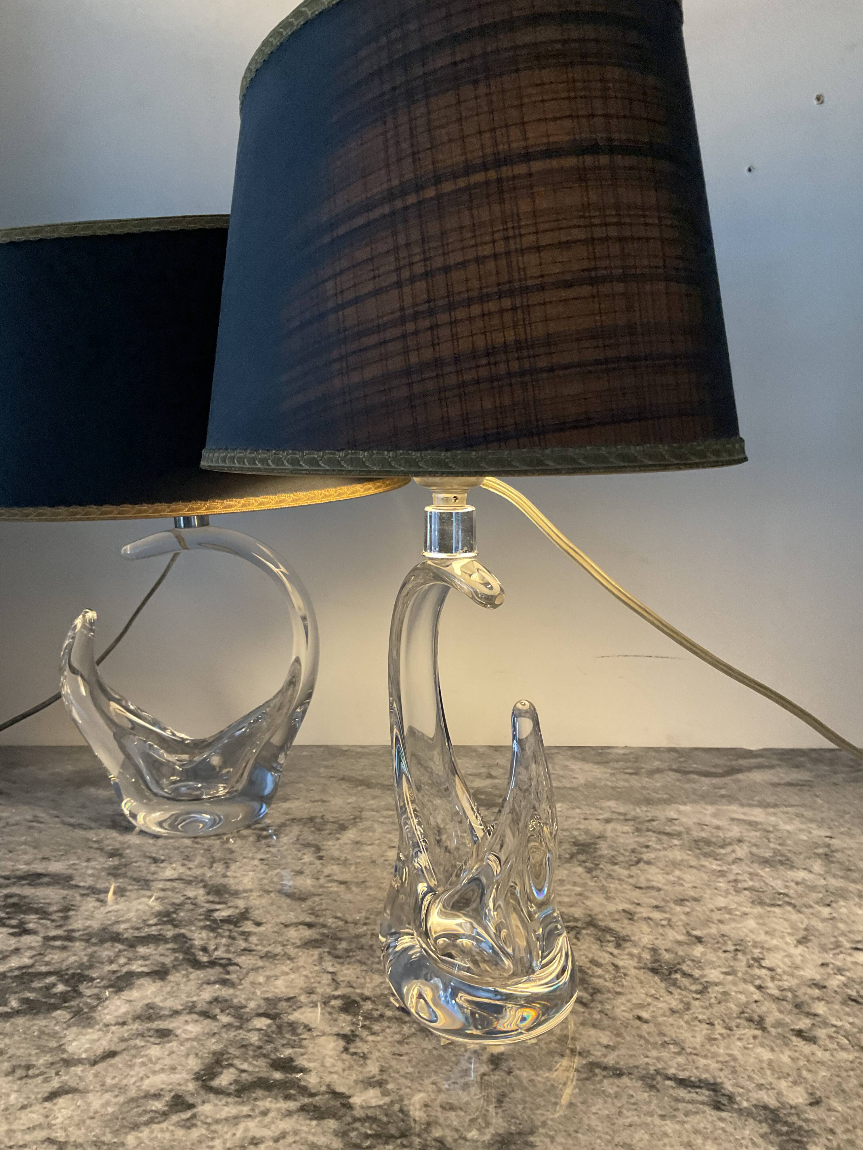 Pair of Saint Louis crystal lamps from the 1950s-60s.